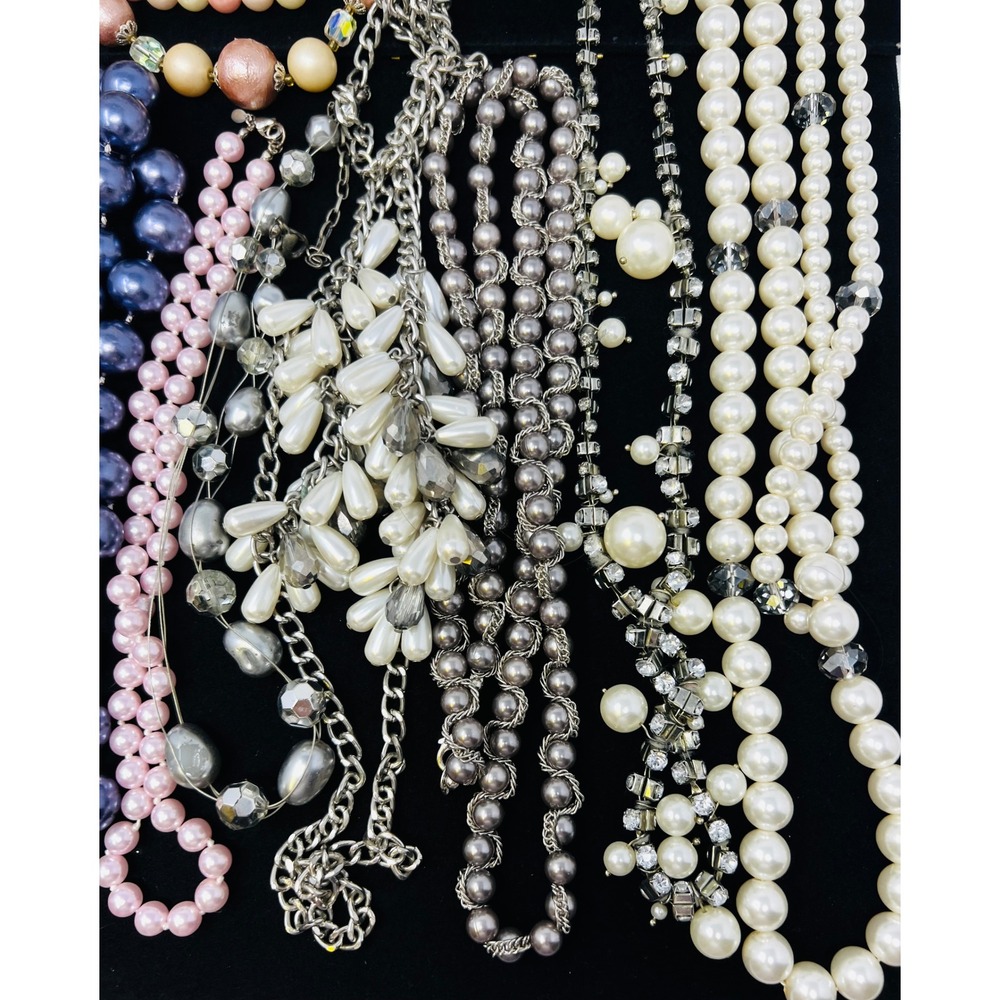 Vintage to Modern Pearl Necklace & Bracelet Gold & Silver Tone Beaded Lot of 30 - Picture 5 of 16